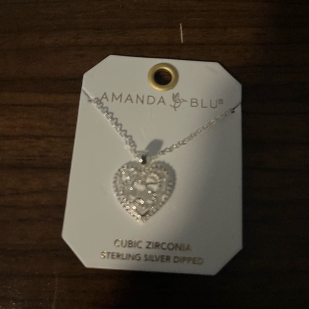 Silver Heart Cubic Zirconia Necklace - Silver